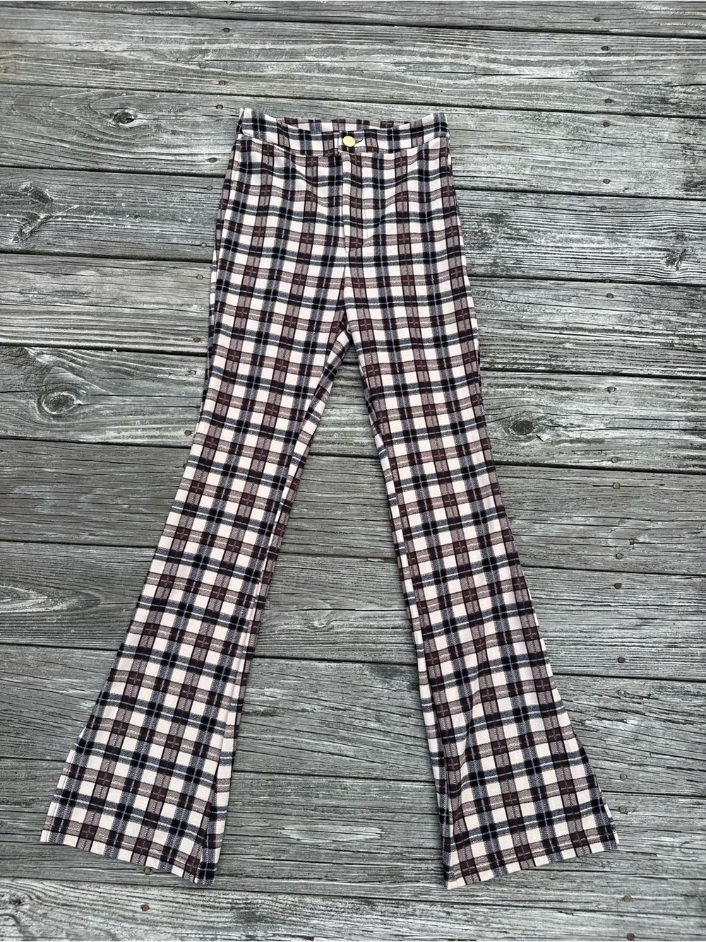 SHEIN Plaid Flare Pants (Regular)